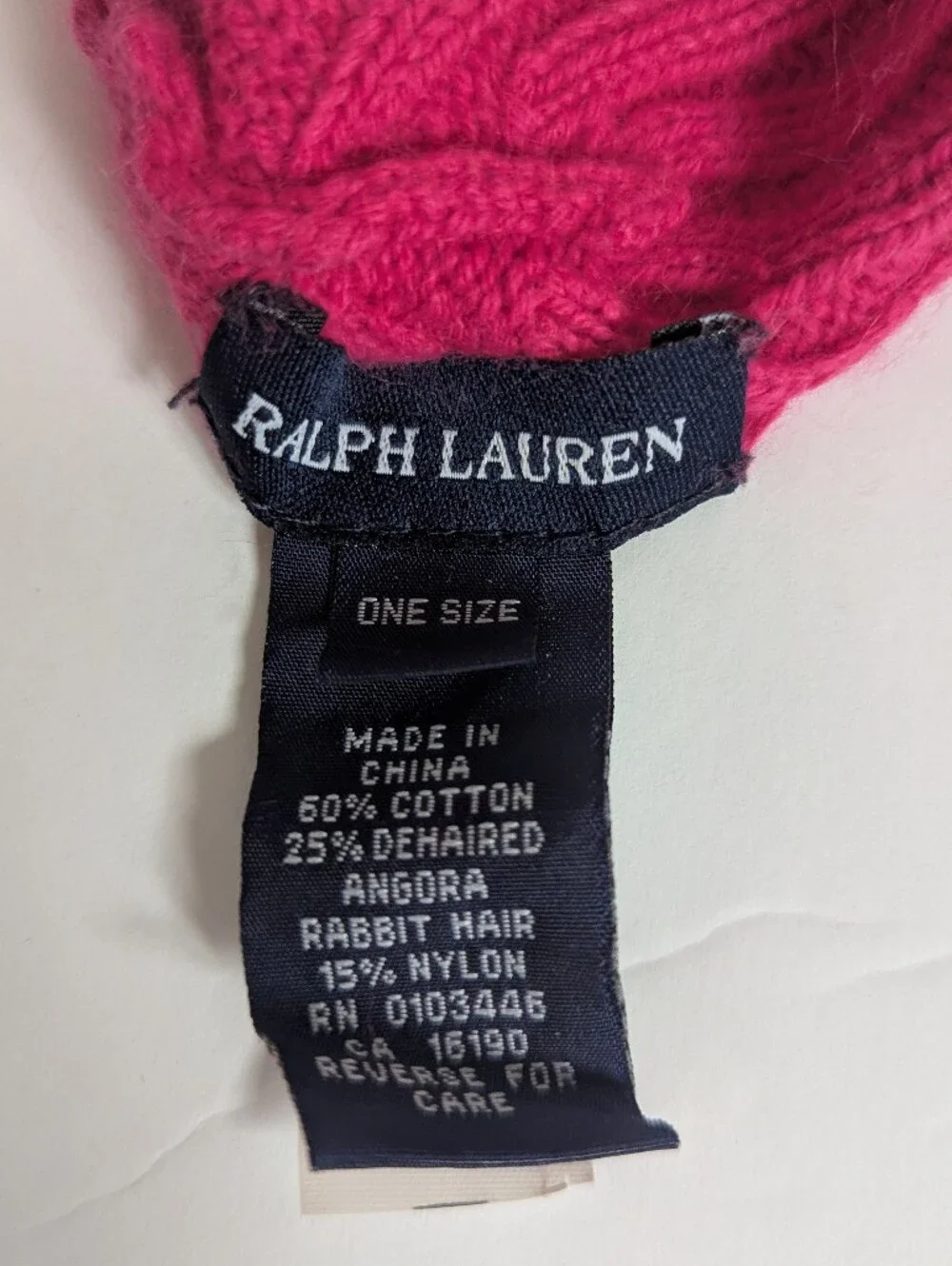 Ralph Lauren Mittens Baby Girl Pink Cable Rabbit Soft
